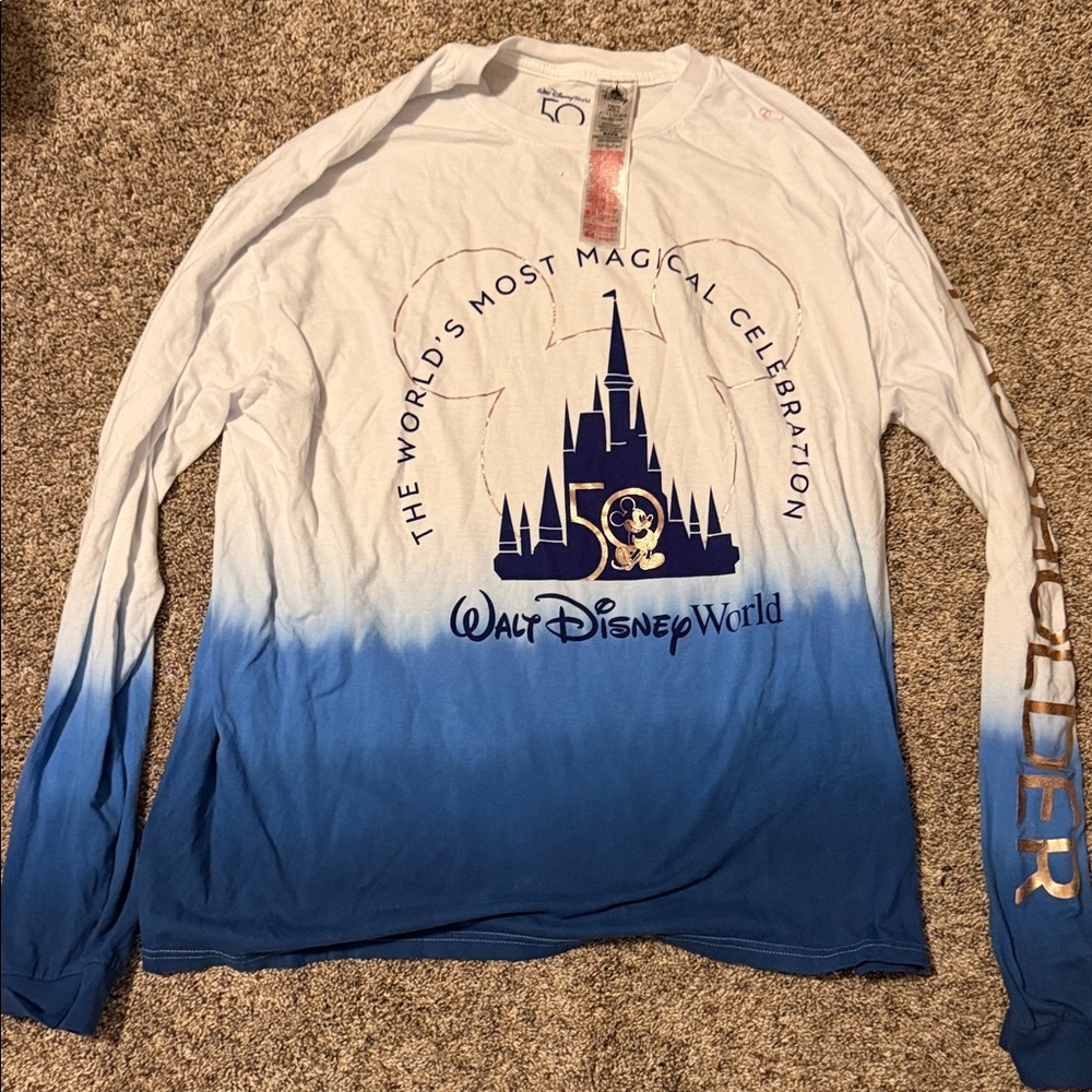 Disney World 50th Anniversary Passholder long sleeve White Shirt with Logo